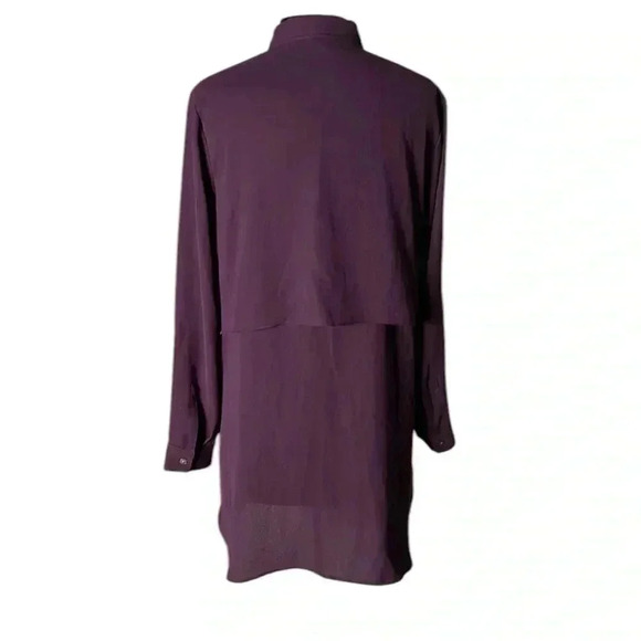 J Jill Purple Button Front Chiffon Tiered Layered Tunic Size M - Picture 2 of 7